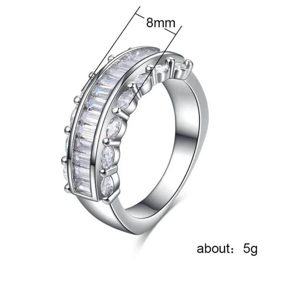 ✨ Three Layer Gems Eternity Zircon Silver Fashion Ring for Women, EVGG1420 - Picture 6 of 7